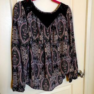 Pattern Long Sleeve Blouse